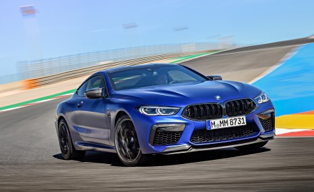 2020 BMW M8 Competition Coupe (Color: Frozen Marina Bay Blue) Front Three-Quarter Wallpapers 450x275 (114)