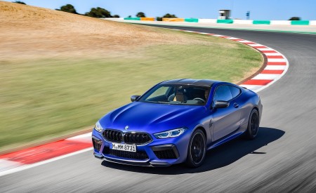 2020 BMW M8 Competition Coupe (Color: Frozen Marina Bay Blue) Front Three-Quarter Wallpapers 450x275 (141)