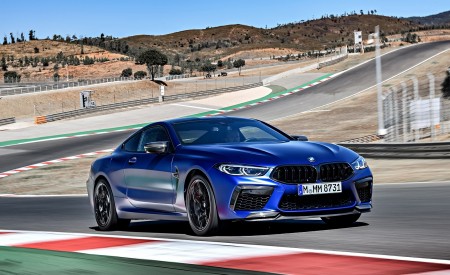 2020 BMW M8 Competition Coupe (Color: Frozen Marina Bay Blue) Front Three-Quarter Wallpapers 450x275 (118)