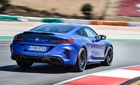 2020 BMW M8 Competition Coupe (Color: Frozen Marina Bay Blue) Rear Three-Quarter Wallpapers 450x275 (145)