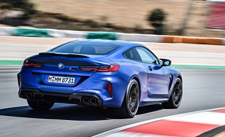 2020 BMW M8 Competition Coupe (Color: Frozen Marina Bay Blue) Rear Three-Quarter Wallpapers 450x275 (146)