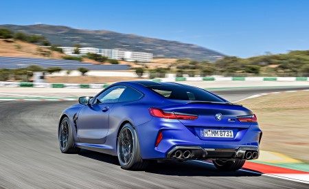 2020 BMW M8 Competition Coupe (Color: Frozen Marina Bay Blue) Rear Three-Quarter Wallpapers 450x275 (151)