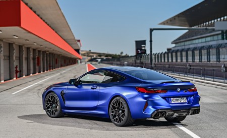 2020 BMW M8 Competition Coupe (Color: Frozen Marina Bay Blue) Rear Three-Quarter Wallpapers 450x275 (178)
