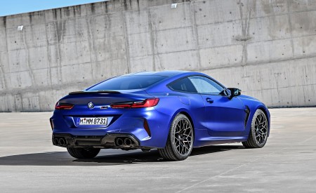 2020 BMW M8 Competition Coupe (Color: Frozen Marina Bay Blue) Rear Three-Quarter Wallpapers 450x275 (193)
