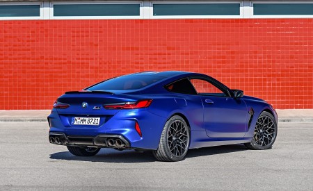 2020 BMW M8 Competition Coupe (Color: Frozen Marina Bay Blue) Rear Three-Quarter Wallpapers 450x275 (180)