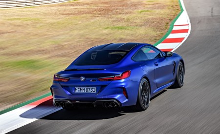 2020 BMW M8 Competition Coupe (Color: Frozen Marina Bay Blue) Rear Three-Quarter Wallpapers 450x275 (142)