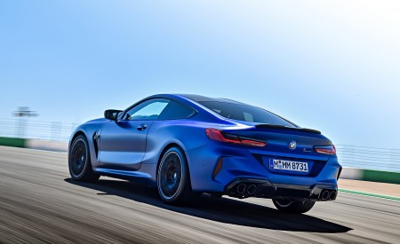 2020 BMW M8 Competition Coupe (Color: Frozen Marina Bay Blue) Rear Three-Quarter Wallpapers 450x275 (144)