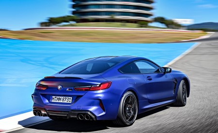 2020 BMW M8 Competition Coupe (Color: Frozen Marina Bay Blue) Rear Three-Quarter Wallpapers 450x275 (122)