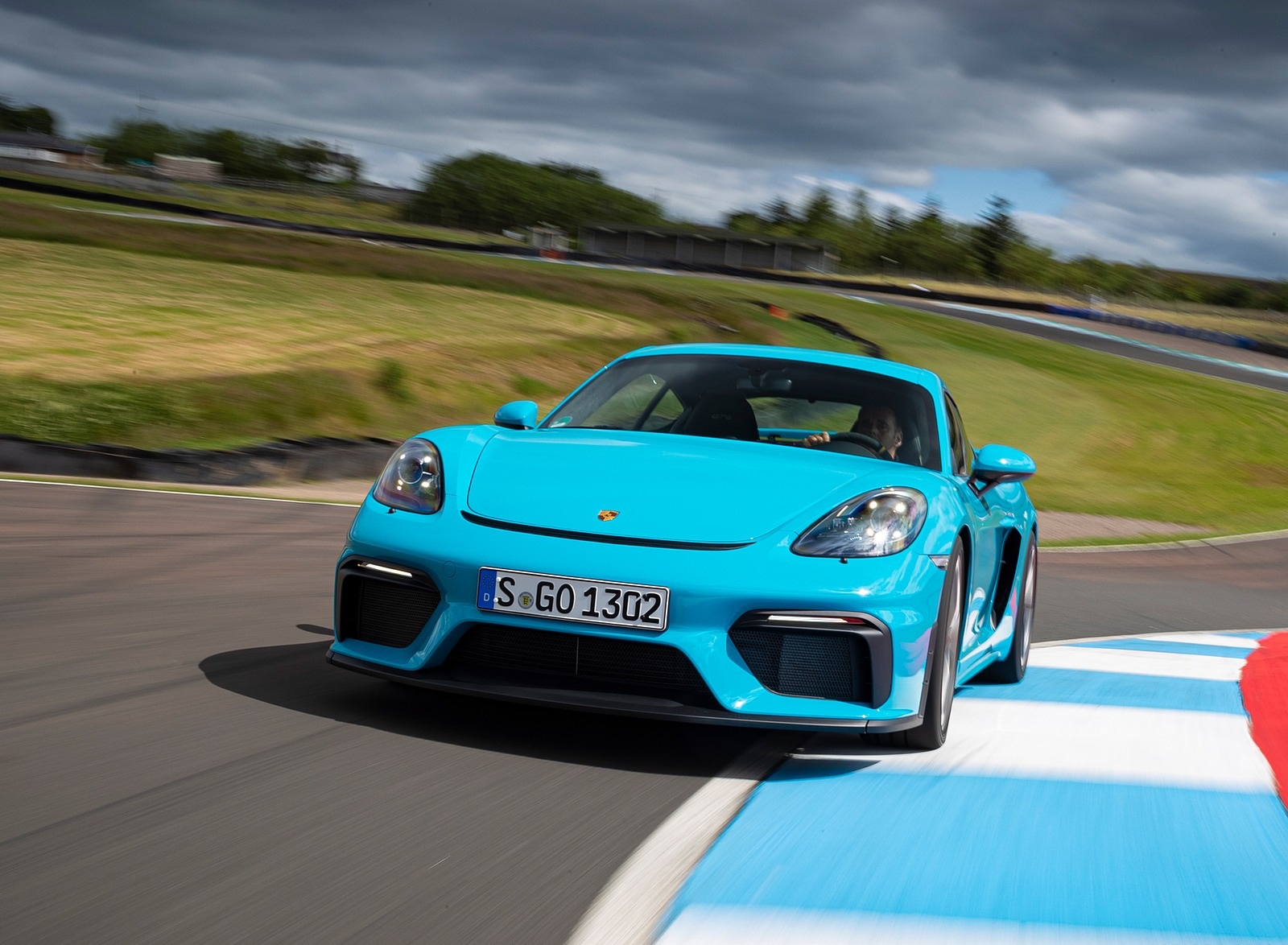2020 Porsche 718 Cayman Gt4 Color Miami Blue Front Wallpapers 101 Newcarcars
