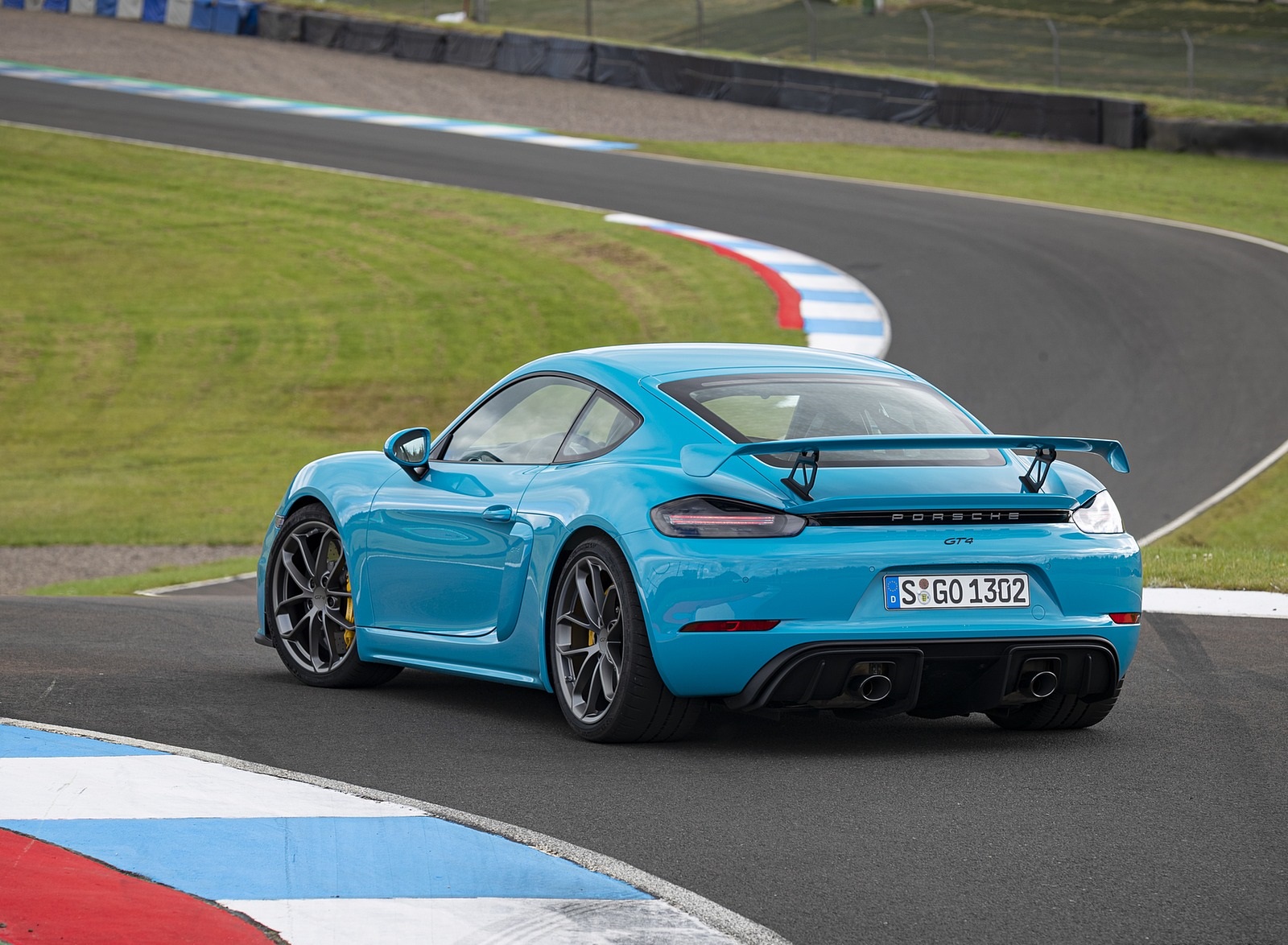 2020 Porsche 718 Cayman Gt4 Color Miami Blue Rear Three Quarter Wallpapers 109 Newcarcars