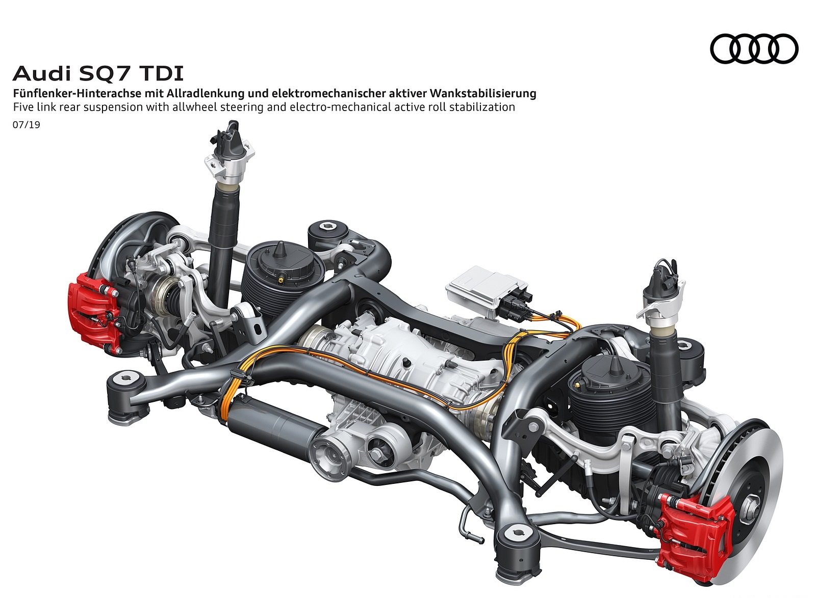 2020 Audi SQ7 TDI Five link rear suspension with allwheel stearing and electro-mechanical aktive roll stabilization Wallpapers #137 of 140