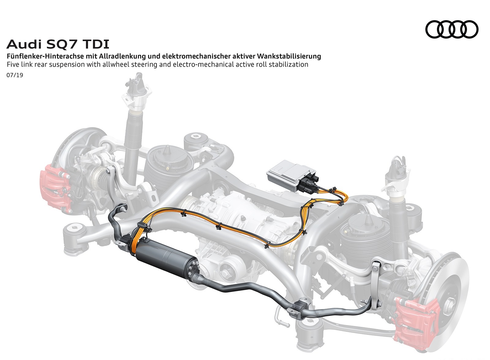 2020 Audi SQ7 TDI Five link rear suspension with allwheel stearing and electro-mechanical aktive roll stabilization Wallpapers #138 of 140