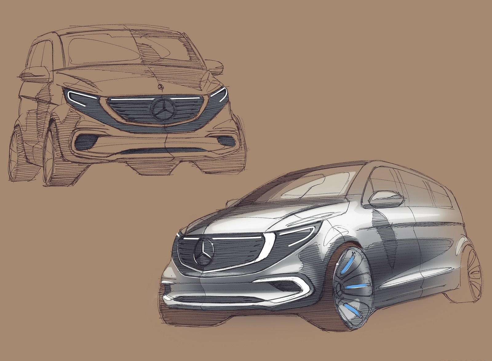 2020 Mercedes-Benz EQV 300 Design Sketch Wallpapers #39 of 43