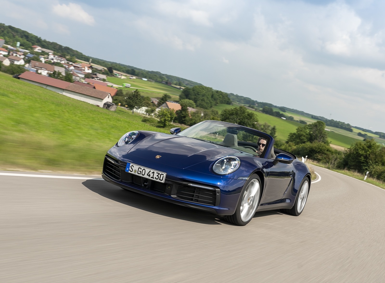 2020 Porsche 911 Carrera Cabriolet (Color: Gentian Blue Metallic) Front Three-Quarter Wallpapers (2)