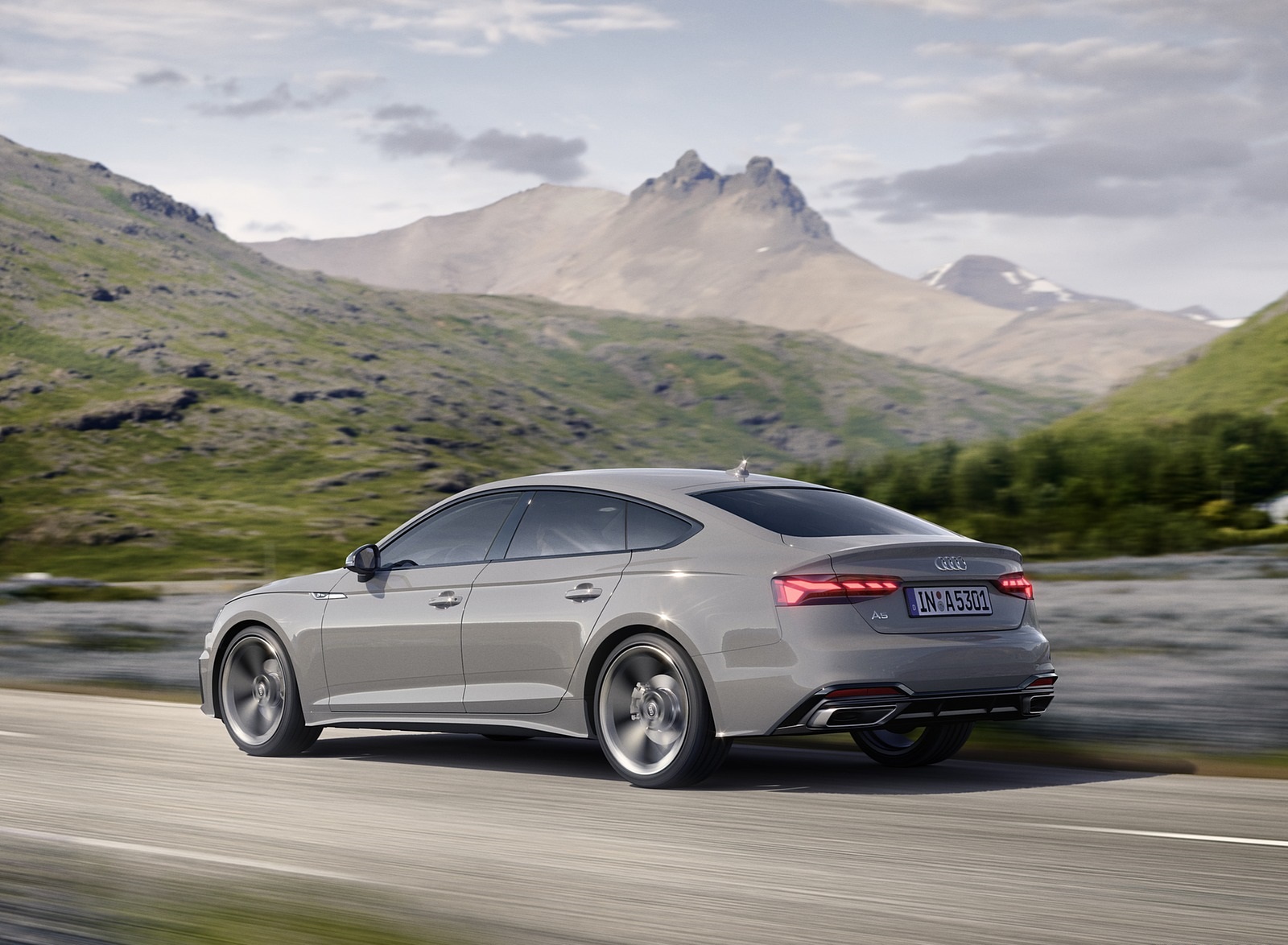 2020 Audi A5 Sportback (Color: Quantum Gray) Rear Three-Quarter Wallpapers (5)