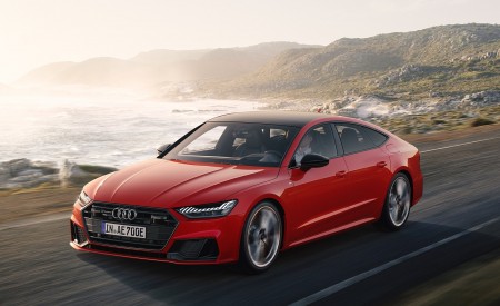 2020 Audi A7 Sportback 55 TFSI e quattro (Plug-In Hybrid Color: Tango Red) Front Three-Quarter Wallpapers 450x275 (59)