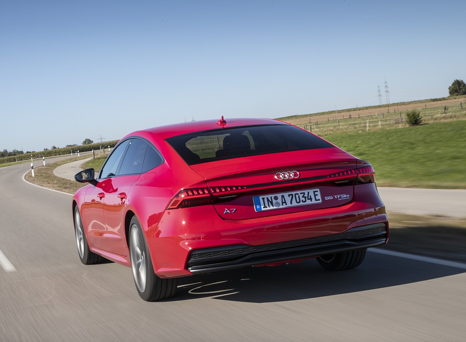 2020 Audi A7 Sportback 55 TFSI e quattro Plug-In Hybrid (Color: Tango Red) Rear Wallpapers #9 of 73