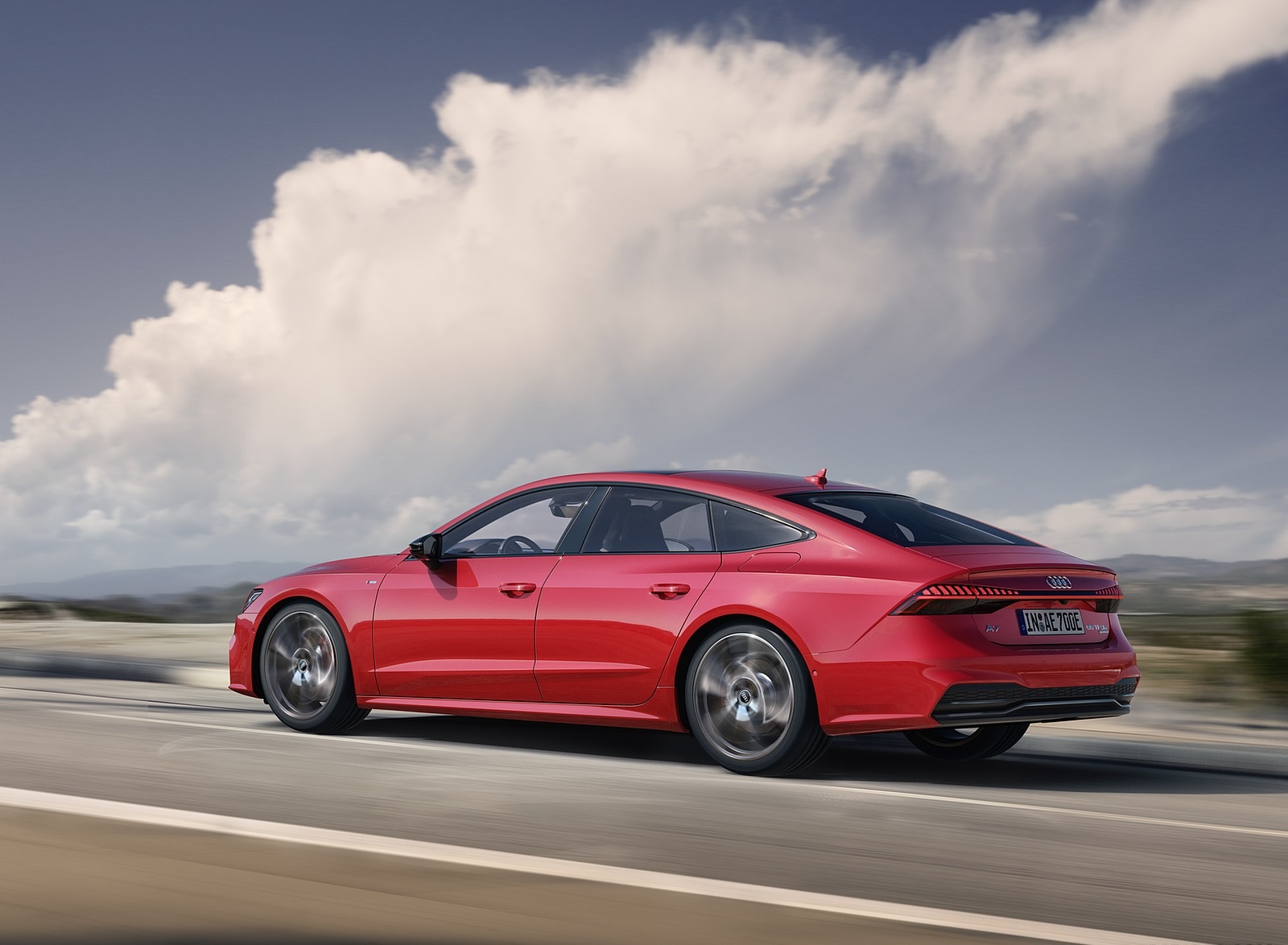 2020 Audi A7 Sportback 55 TFSI e quattro (Plug-In Hybrid Color: Tango Red) Side Wallpapers #64 of 73