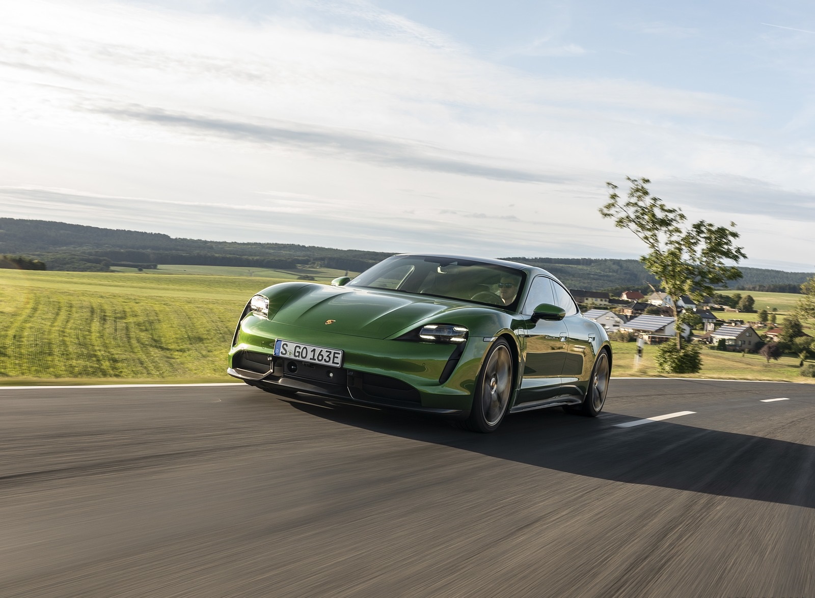 2020 Porsche Taycan Turbo S (Color: Mamba Green Metallic) Front Three-Quarter Wallpapers (1). Download Wallpaper