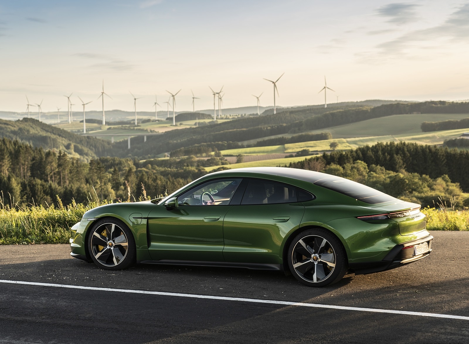 2020 Porsche Taycan Turbo S (Color: Mamba Green Metallic) Side Wallpapers #18 of 95