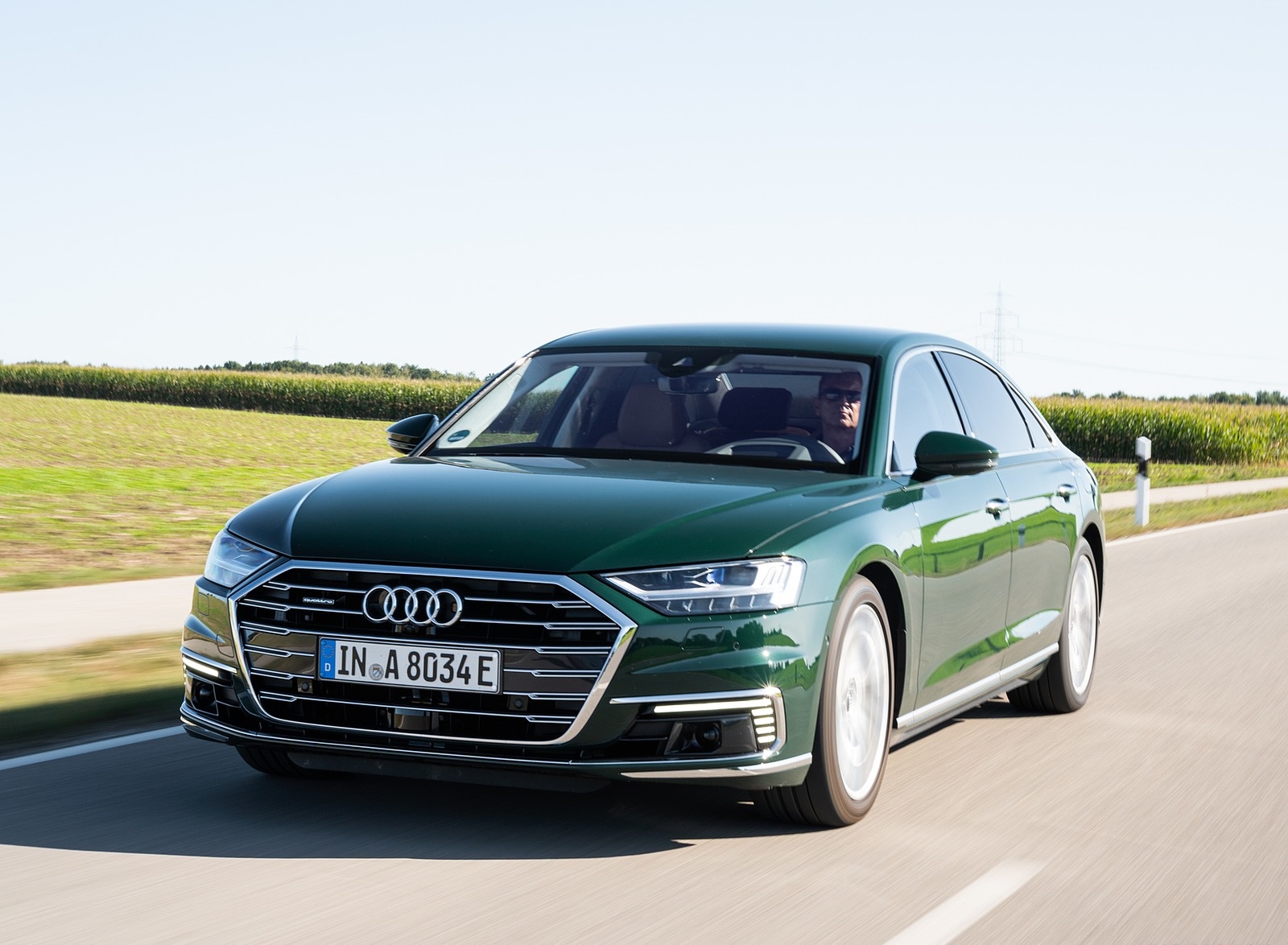 2020 Audi A8 L 60 TFSI e quattro Plug-In Hybrid (Color: Goodwood Green) Front Wallpapers (10)
