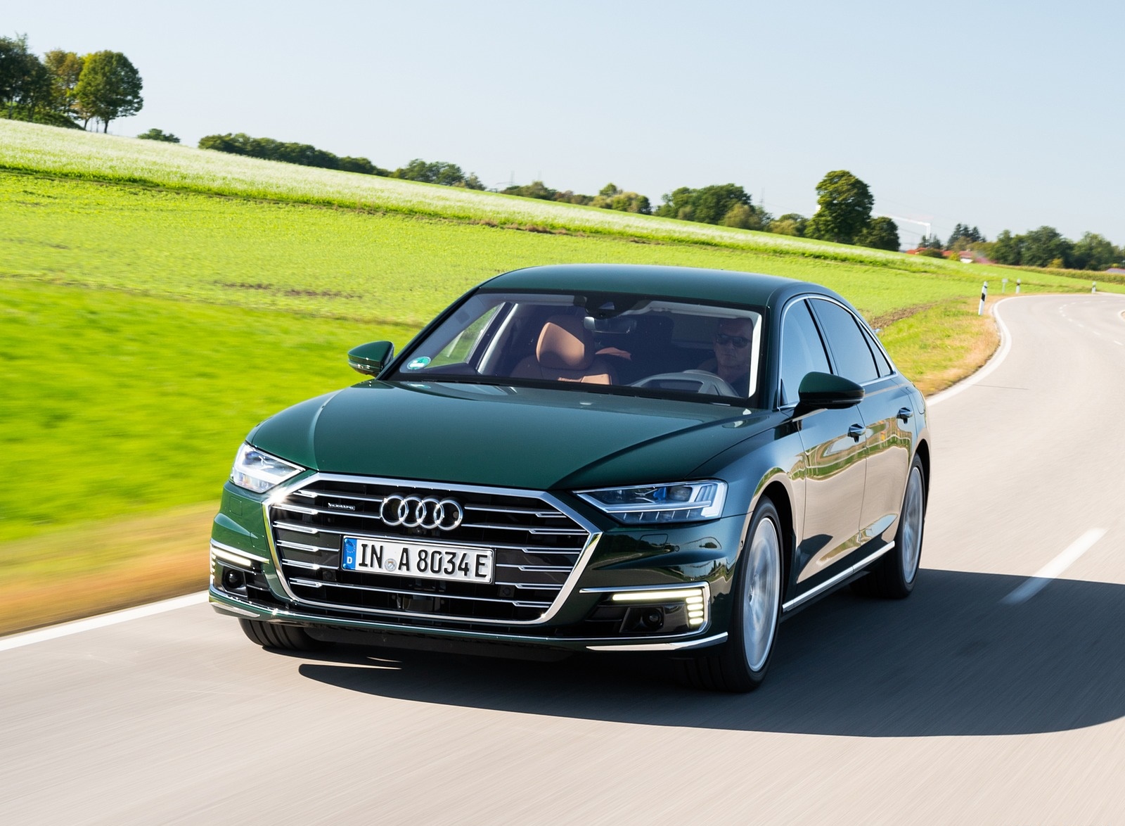 2020 Audi A8 L 60 TFSI e quattro Plug-In Hybrid (Color: Goodwood Green) Front Wallpapers (1). Download Wallpaper