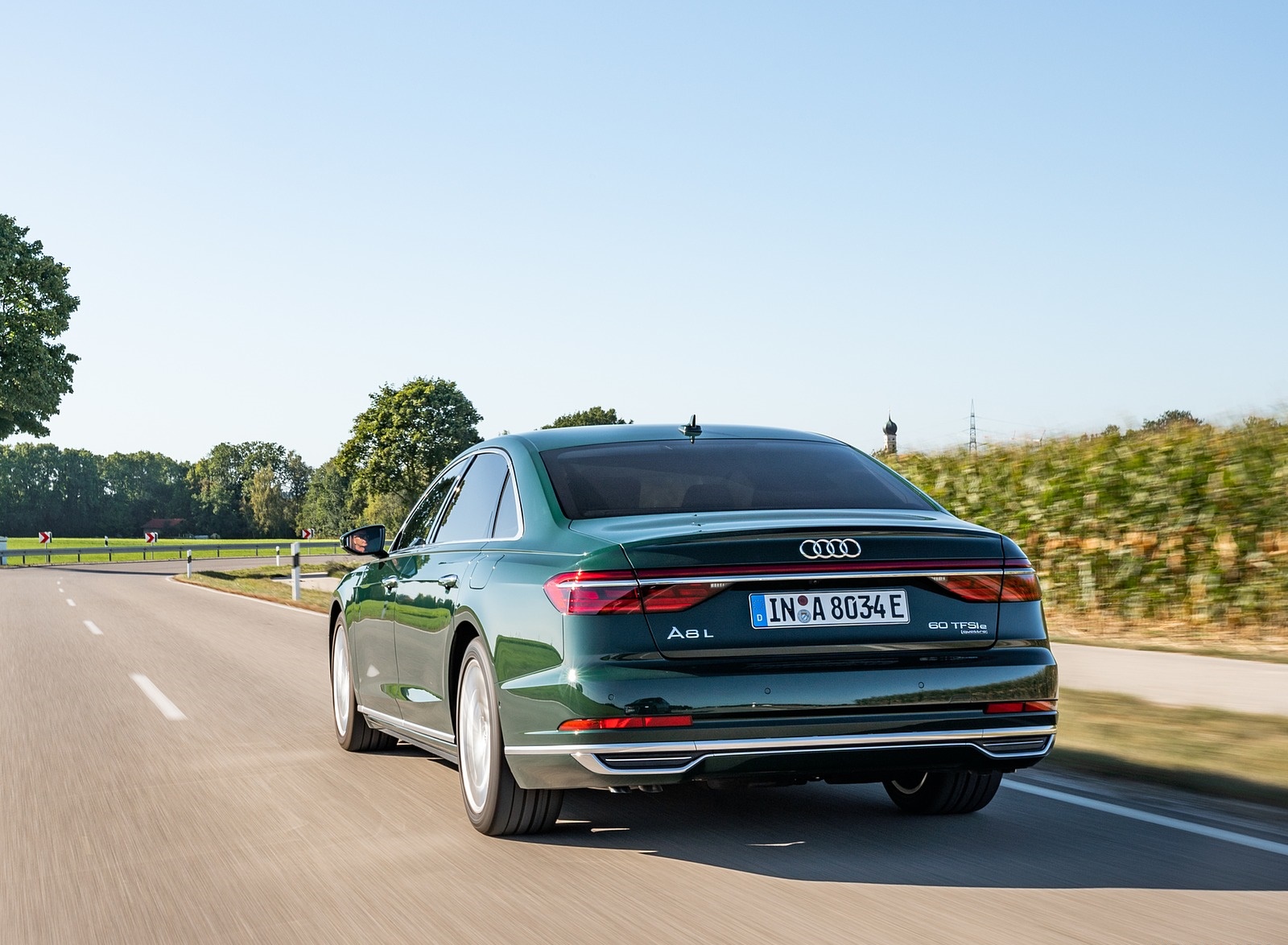 2020 Audi A8 L 60 TFSI e quattro Plug-In Hybrid (Color: Goodwood Green) Rear Wallpapers #17 of 49