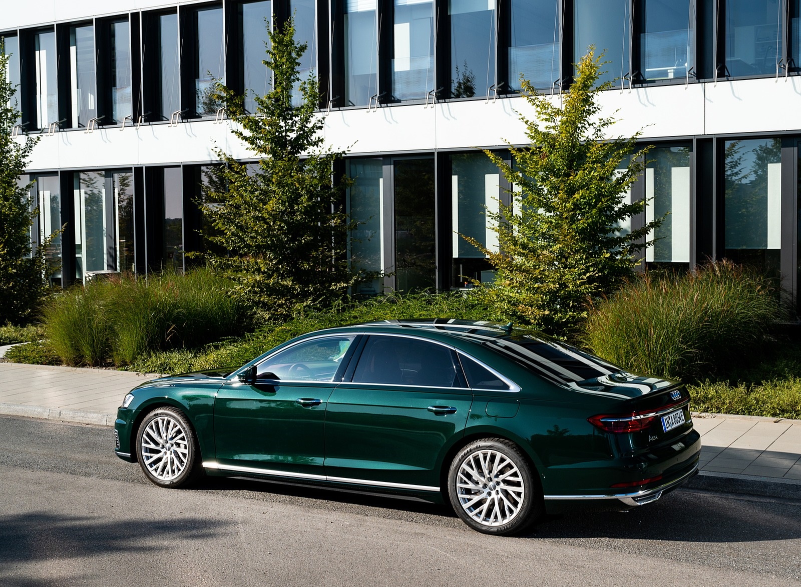 2020 Audi A8 L 60 TFSI e quattro Plug-In Hybrid (Color: Goodwood Green) Side Wallpapers #30 of 49
