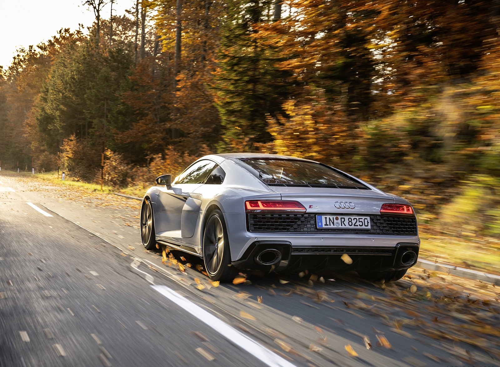 2020 Audi R8 V10 RWD Coupe (Color: Florett Silver) Rear Three-Quarter Wallpapers (7)