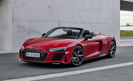 2020 Audi R8 V10 RWD Spyder (Color: Tango Red) Front Three-Quarter Wallpapers 450x275 (14)