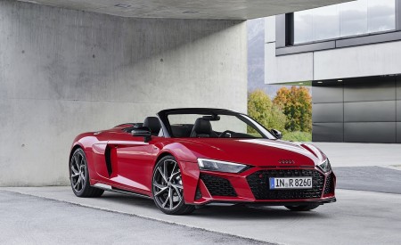 2020 Audi R8 V10 RWD Spyder (Color: Tango Red) Front Three-Quarter Wallpapers 450x275 (15)