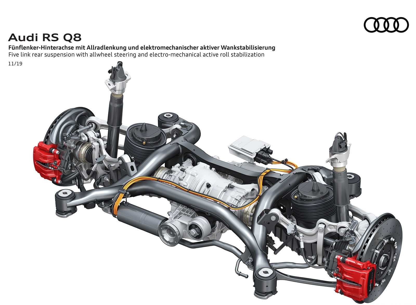 2020 Audi RS Q8 Five link rear suspension with allwheel steering and electro-mechanical active roll stabilization Wallpapers #170 of 196