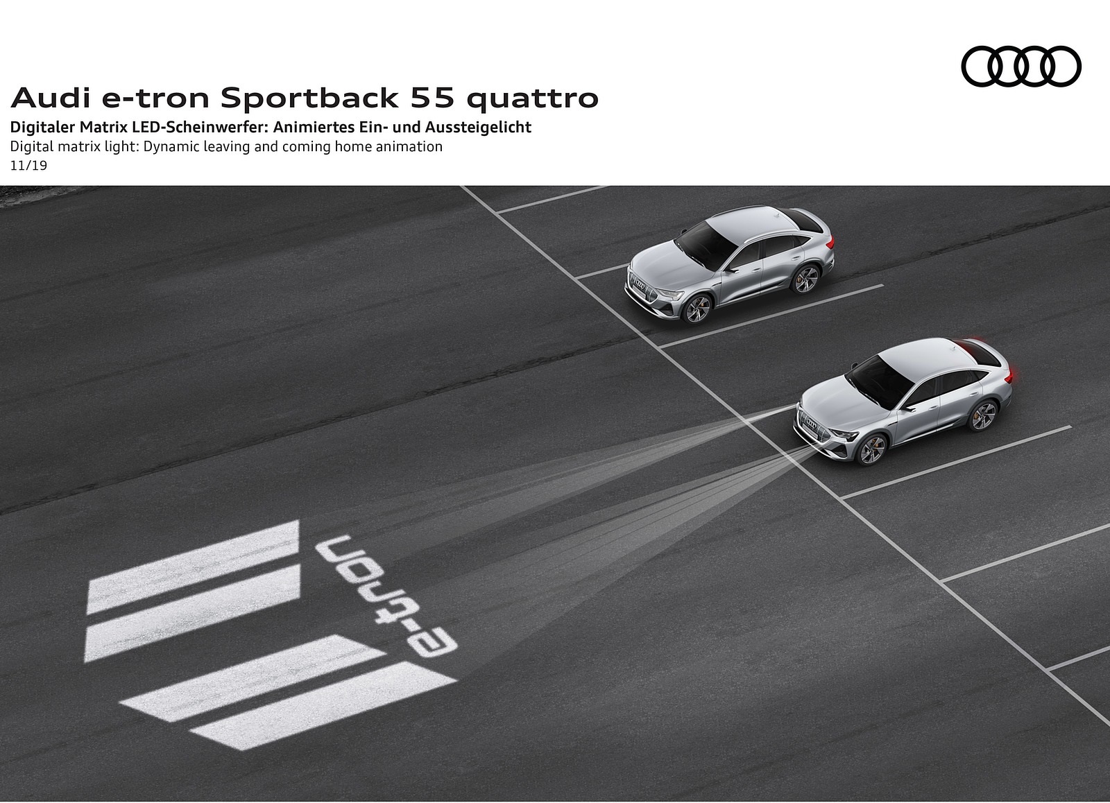 2020 Audi e-tron Sportback Digital matrix LED headlight Dynamic leaving and coming home animation Wallpapers #141 of 145