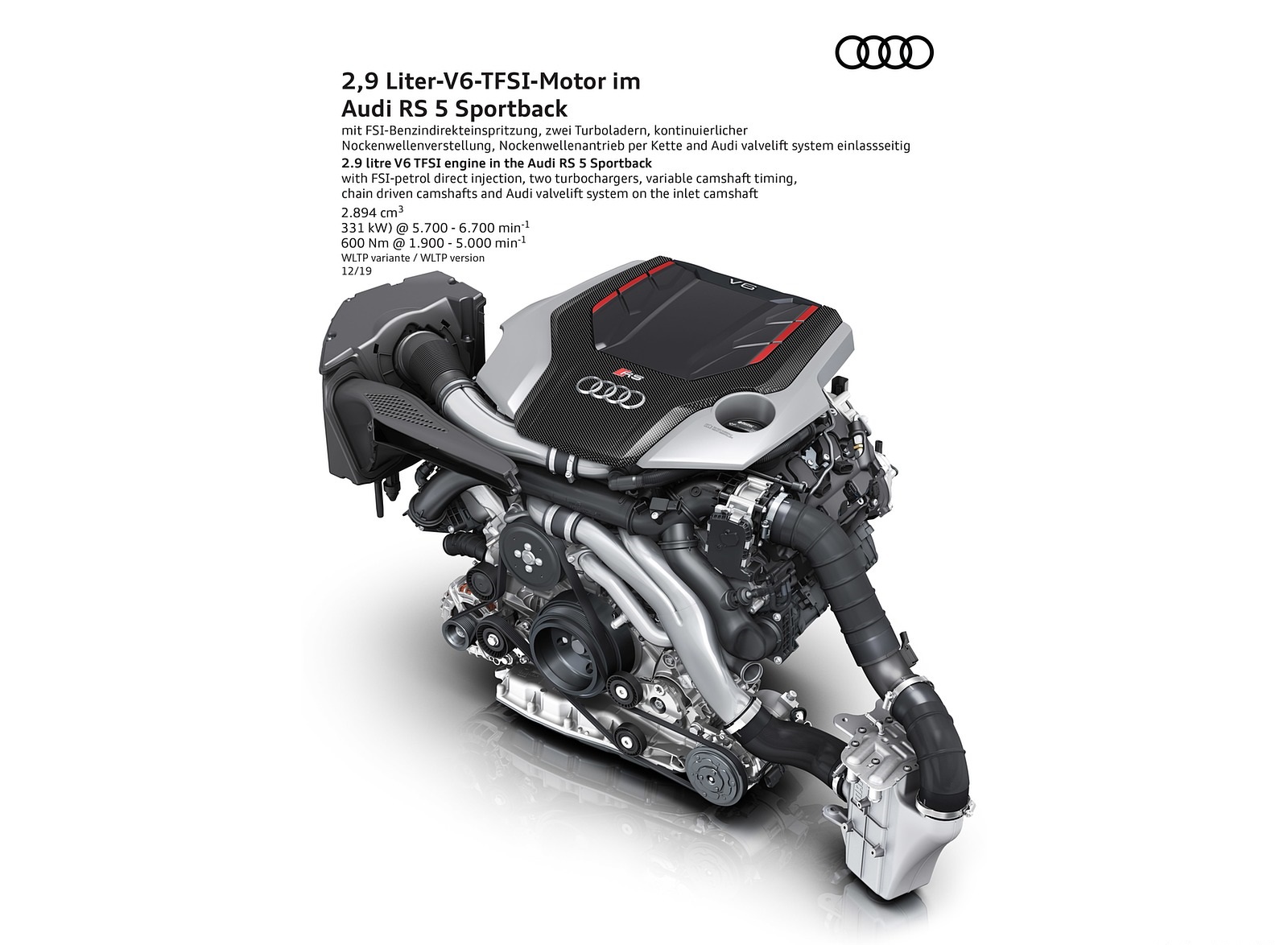 2020 Audi RS 5 Sportback 2.9 litre V6 TFSI engine in the Audi RS 5 Sportback Wallpapers #74 of 76