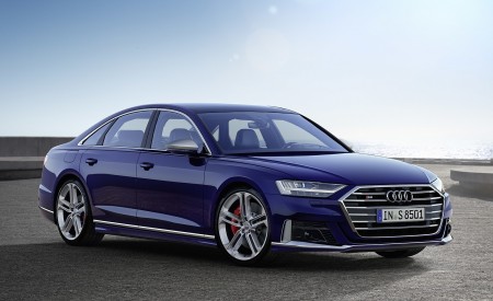 2020 Audi S8 (Color: Navarra Blue) Front Three-Quarter Wallpapers 450x275 (50)