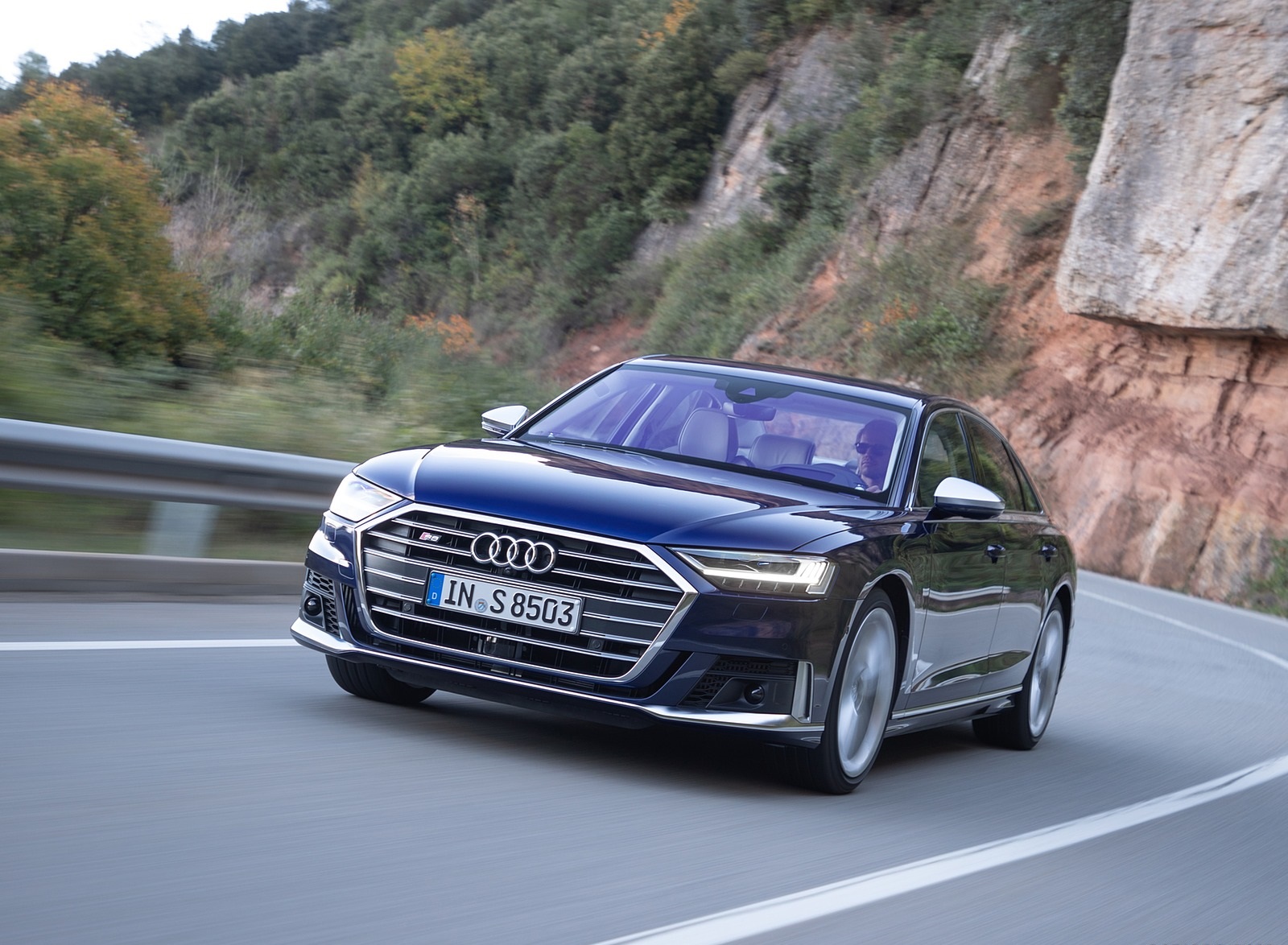 2020 Audi S8 (Color: Navarra Blue) Front Three-Quarter Wallpapers (3)