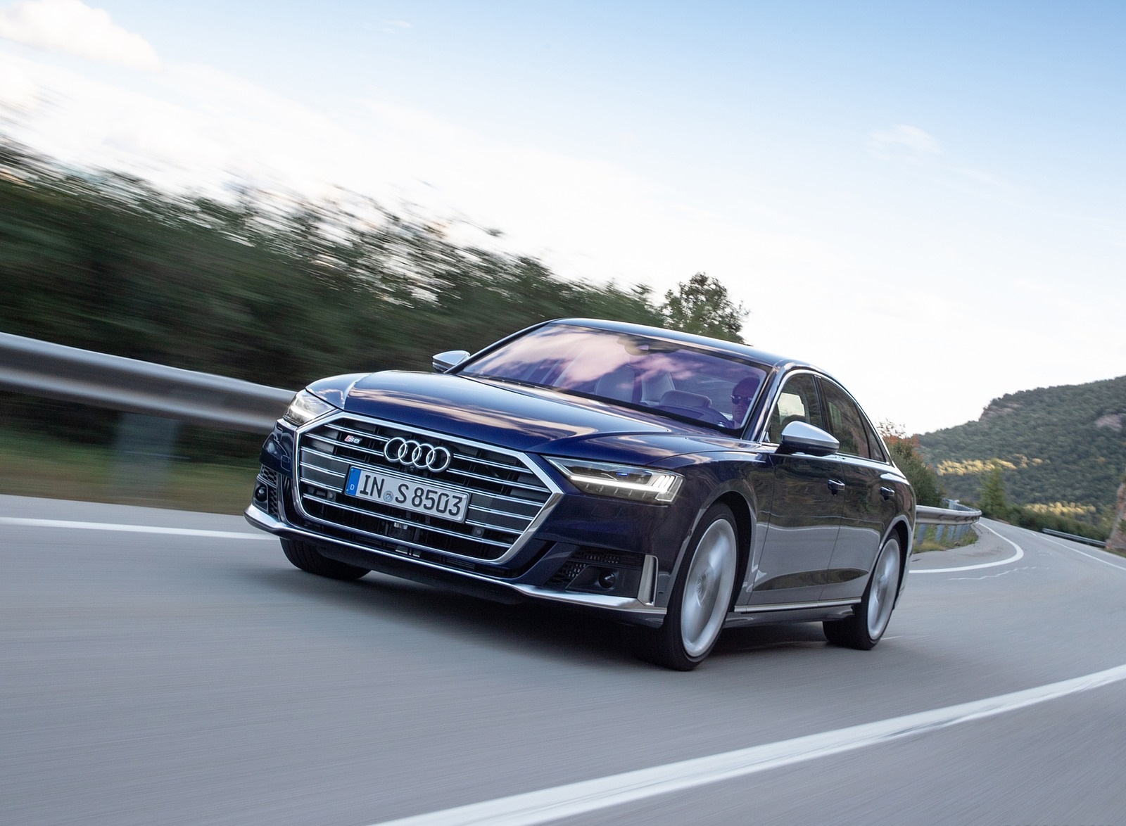 2020 Audi S8 (Color: Navarra Blue) Front Three-Quarter Wallpapers (1). Download Wallpaper