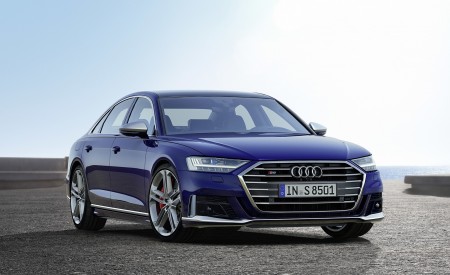2020 Audi S8 (Color: Navarra Blue) Front Three-Quarter Wallpapers 450x275 (52)
