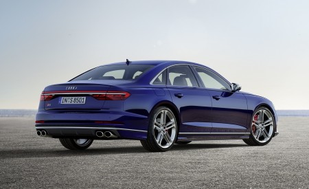 2020 Audi S8 (Color: Navarra Blue) Rear Three-Quarter Wallpapers 450x275 (55)