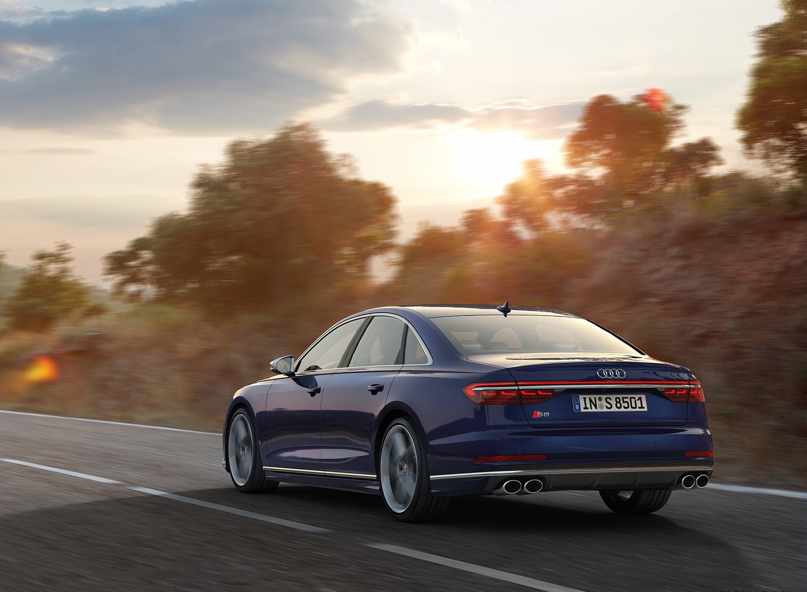 2020 Audi S8 (Color: Navarra Blue) Rear Three-Quarter Wallpapers #21 of 189