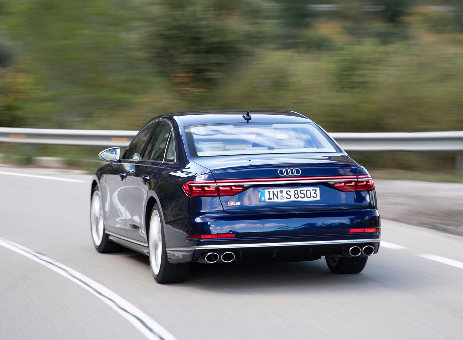 2020 Audi S8 (Color: Navarra Blue) Rear Wallpapers #22 of 189