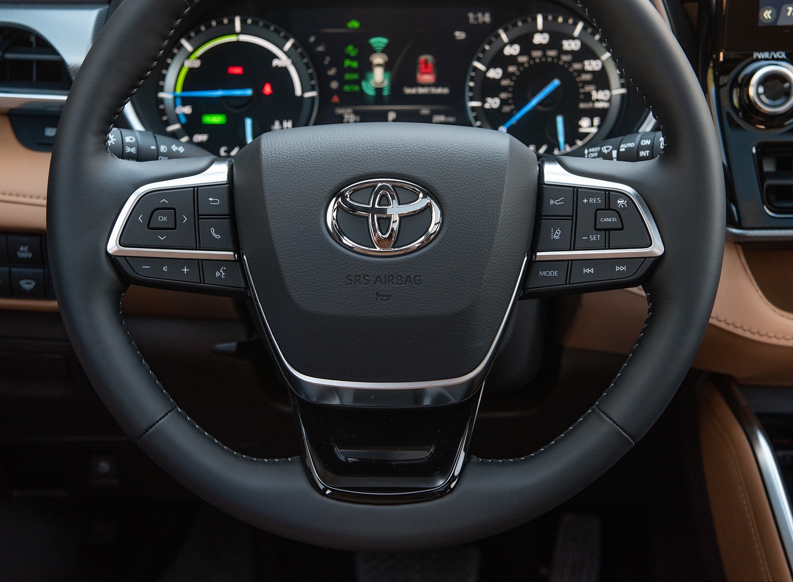 2020 Toyota Highlander Platinum Hybrid AWD (Color: Ruby Flare Pearl) Interior Steering Wheel Wallpapers #35 of 42