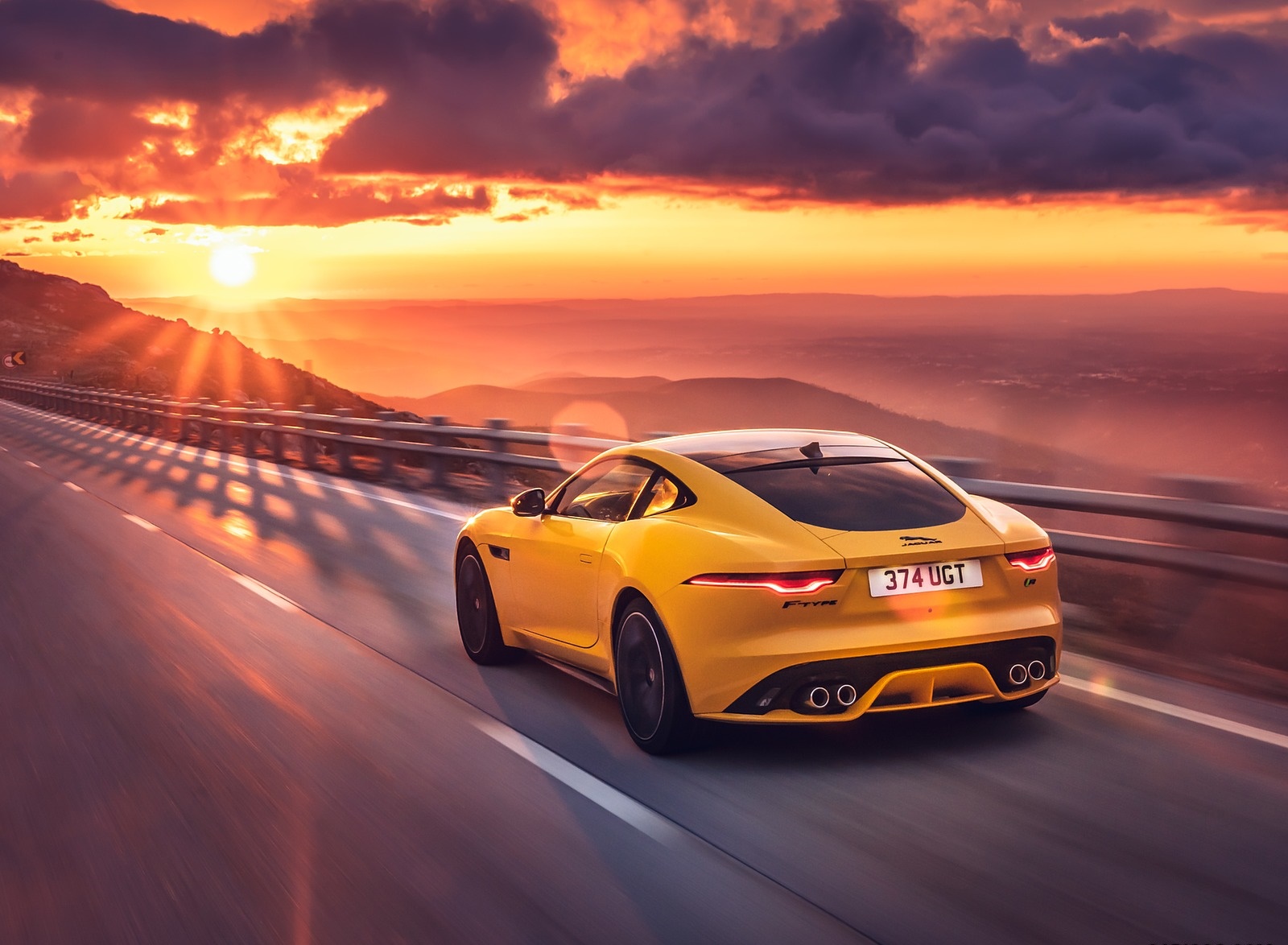 2021 Jaguar F Type R Coupe Awd Color Sorrento Yellow Rear Three