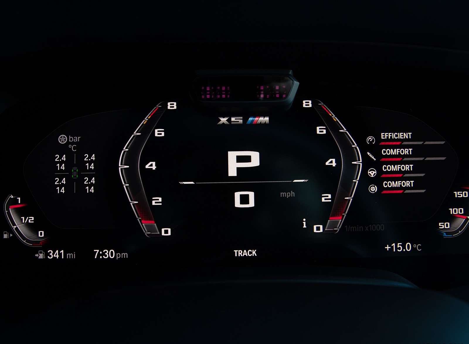 2020 BMW X5 M Competition (Color: Tanzanit Blue Metallic; US-Spec) Digital Instrument Cluster Wallpapers #89 of 196