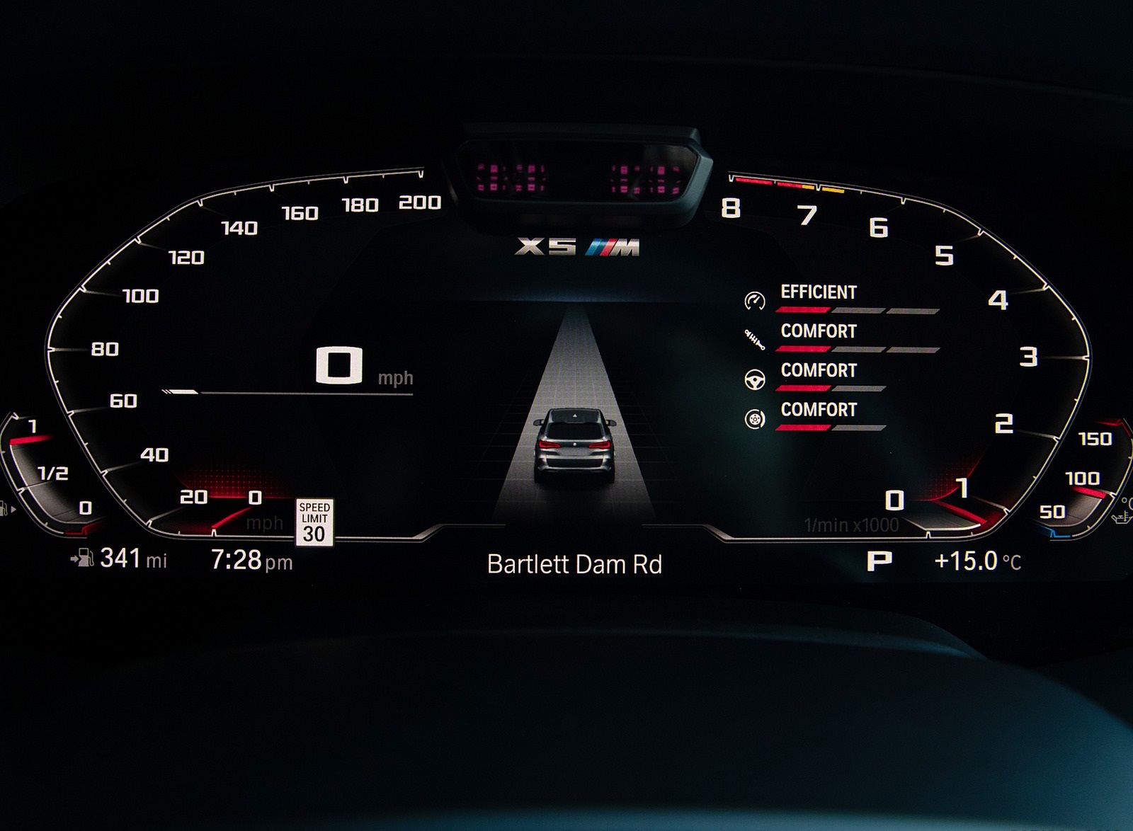 2020 BMW X5 M Competition (Color: Tanzanit Blue Metallic; US-Spec) Digital Instrument Cluster Wallpapers #88 of 196
