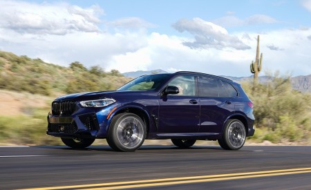 2020 BMW X5 M Competition (Color: Tanzanit Blue Metallic; US-Spec) Front Three-Quarter Wallpapers 450x275 (21)