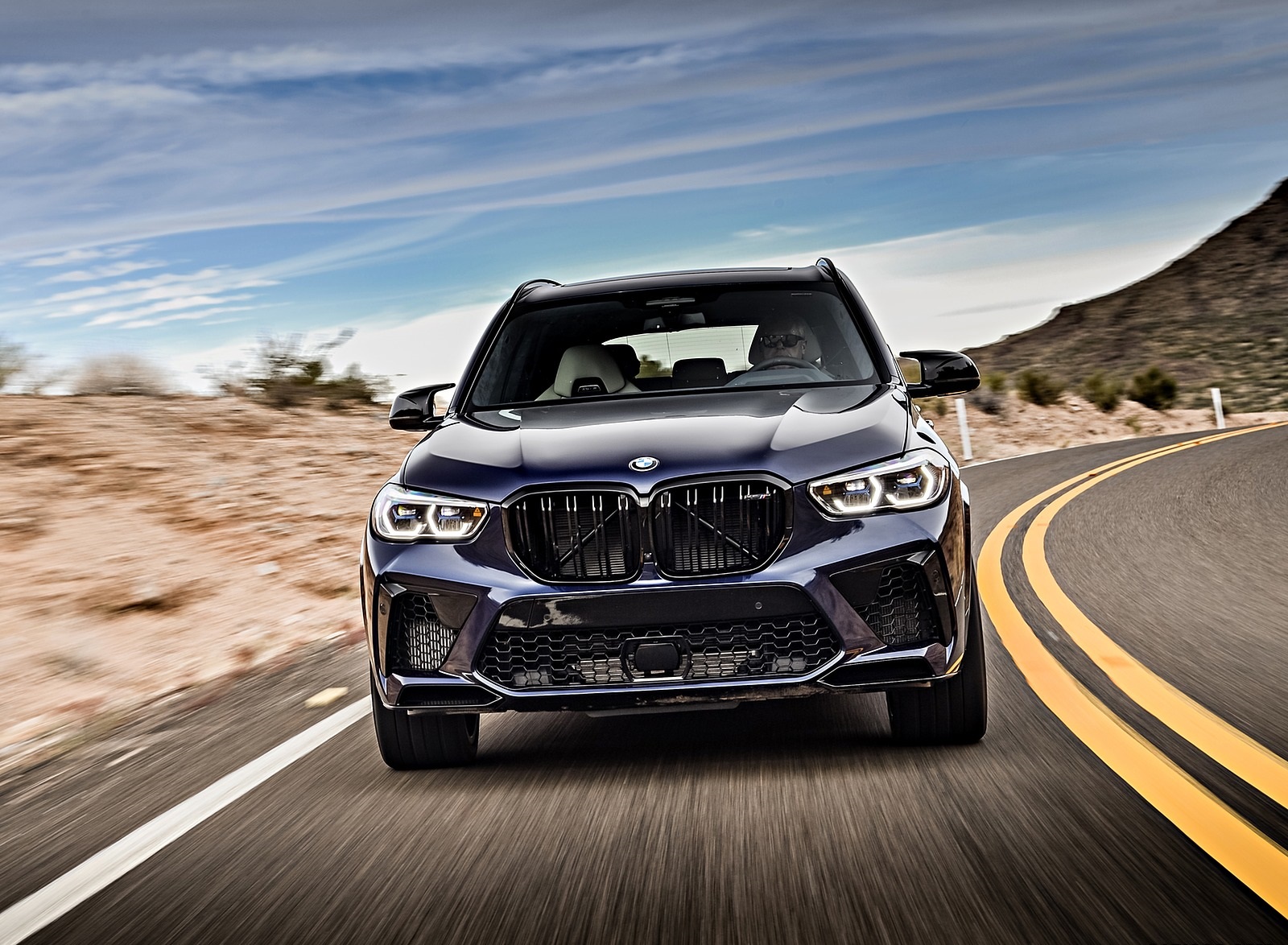 2020 BMW X5 M Competition (Color: Tanzanit Blue Metallic; US-Spec) Front Wallpapers (4)