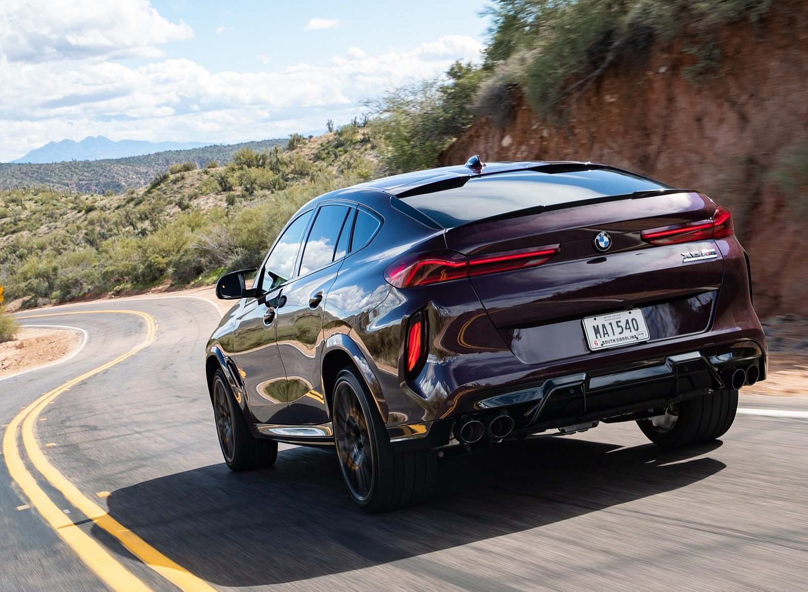 2020 BMW X6 M Competition (Color: Ametrine Metallic; US-Spec) Rear Three-Quarter Wallpapers #34 of 206