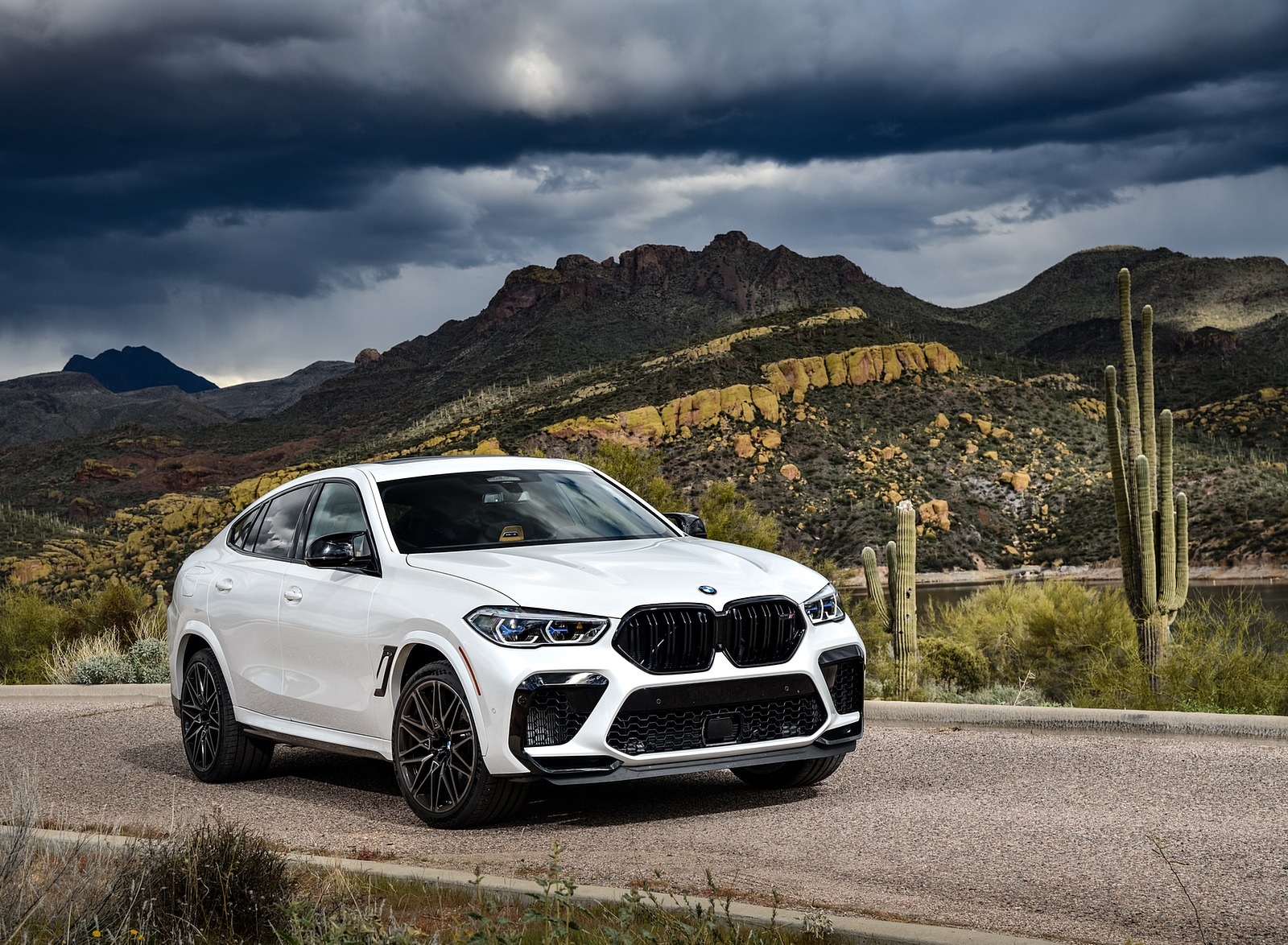 2020 BMW X6 M Competition (Color: Mineral White Metallic; US-Spec) Front Three-Quarter Wallpapers #174 of 206