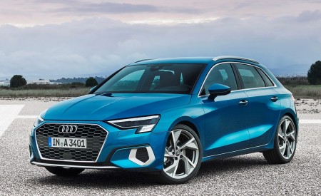 2021 Audi A3 Sportback (Color: Atoll Blue) Front Three-Quarter Wallpapers 450x275 (76)